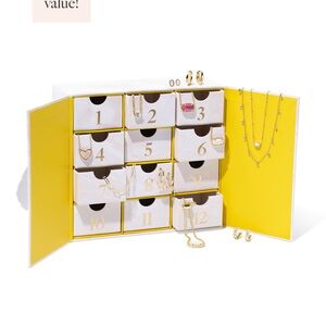 Kendra Scott 12-Drawer Jewelry Organizer with 14k over brass jewelry.